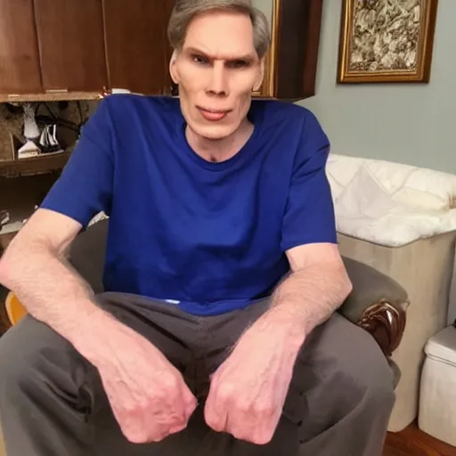 Image similar to 5 0 year old jerma sitting in a chair