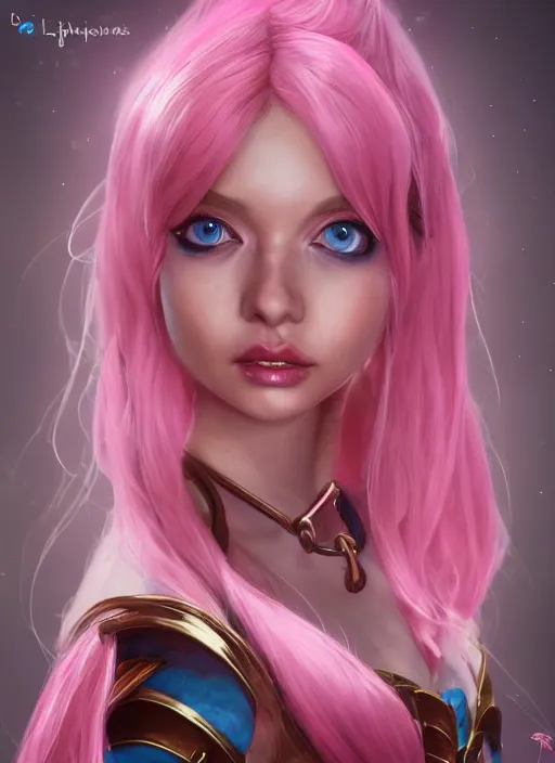 Image similar to joyful seraphine, from league of legends, pink hair, studio microphone, new musical instruments, au naturel, hyper detailed, digital art, trending in artstation, cinematic lighting, studio quality, smooth render, unreal engine 5 rendered, octane rendered, art style by klimt and nixeu and ian sprigger and wlop and krenz cushart