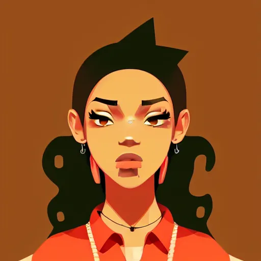 Image similar to 2 d character design, female rapper, vector art, digital art, portrait, 4 k, 8 k, sharp focus, smooth, illustration, concept art, music artist