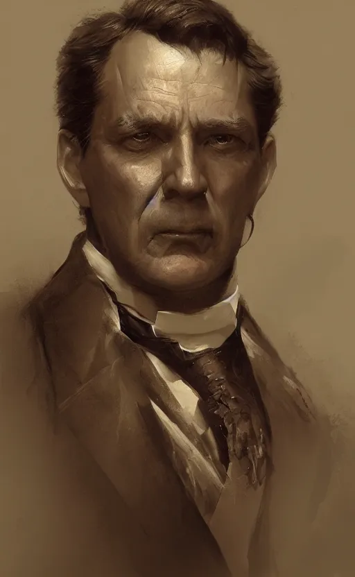 Image similar to portrait of victorian politician, male, detailed face, fantasy, highly detailed, cinematic lighting, digital painting by craig mullins