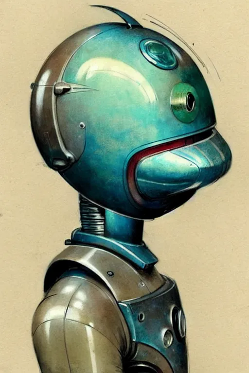 Prompt: ( ( ( ( ( 1 9 5 0 s retro future robot android fish. muted colors. ) ) ) ) ) by jean - baptiste monge!!!!!!!!!!!!!!!!!!!!!!!!!!!!!!