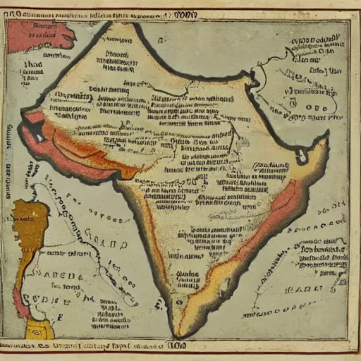 Prompt: “highly detailed portrait of Indian subcontinent in 1000AD”