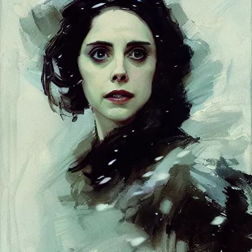 Prompt: alison brie as john snow, closed eyes, intricate, elegant, highly detailed, greg manchess, mucha, liepke, ruan jia, jeffrey catherine jones, ridley scott