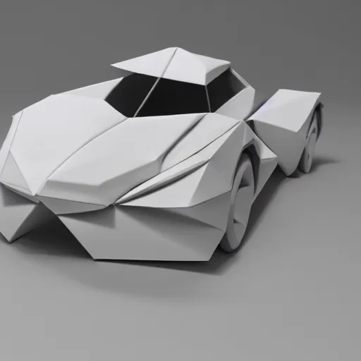 Image similar to origami car in white paper, 3 d render, ultra - detailed, on white background, studio shot