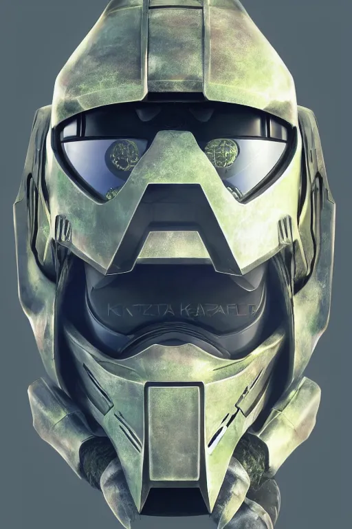 Image similar to robot ninja mask helmet halo master chief radiating a glowing aura global illumination ray tracing hdr fanart arstation by ian pesty and katarzyna da „ bek - chmiel