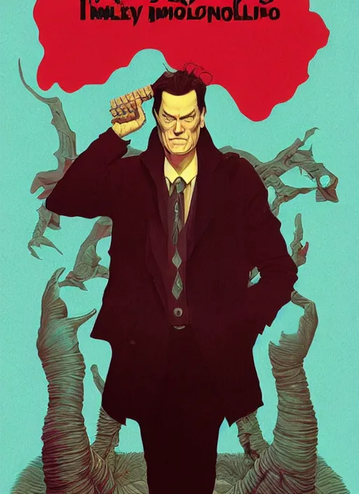 Prompt: poster artwork by Michael Whelan and Tomer Hanuka, Karol Bak of Quentin Tarantino the local video store kerk, from scene from Twin Peaks, clean, simple illustration, nostalgic, domestic, full of details