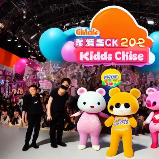 Prompt: rillakkuma hosts the kids choice awards for mtv