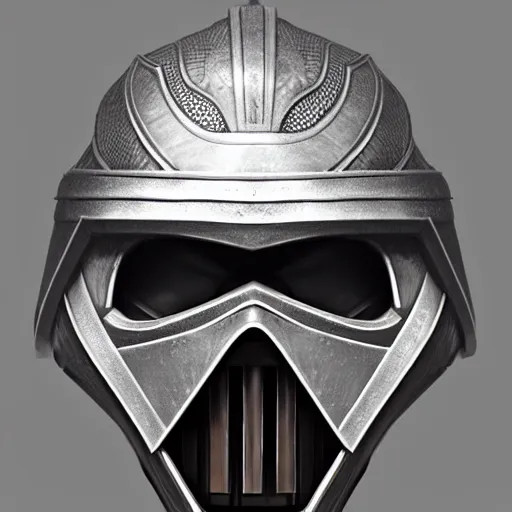 Image similar to perfectly - centered - 3 d of a templar knight helmet design inspired by darth vader, intricate, highly detailed, digital painting, artstation, concept art, smooth, sharp focus, illustration, unreal engine 5, 8 k, art by artgerm and greg rutkowski and alphonse mucha