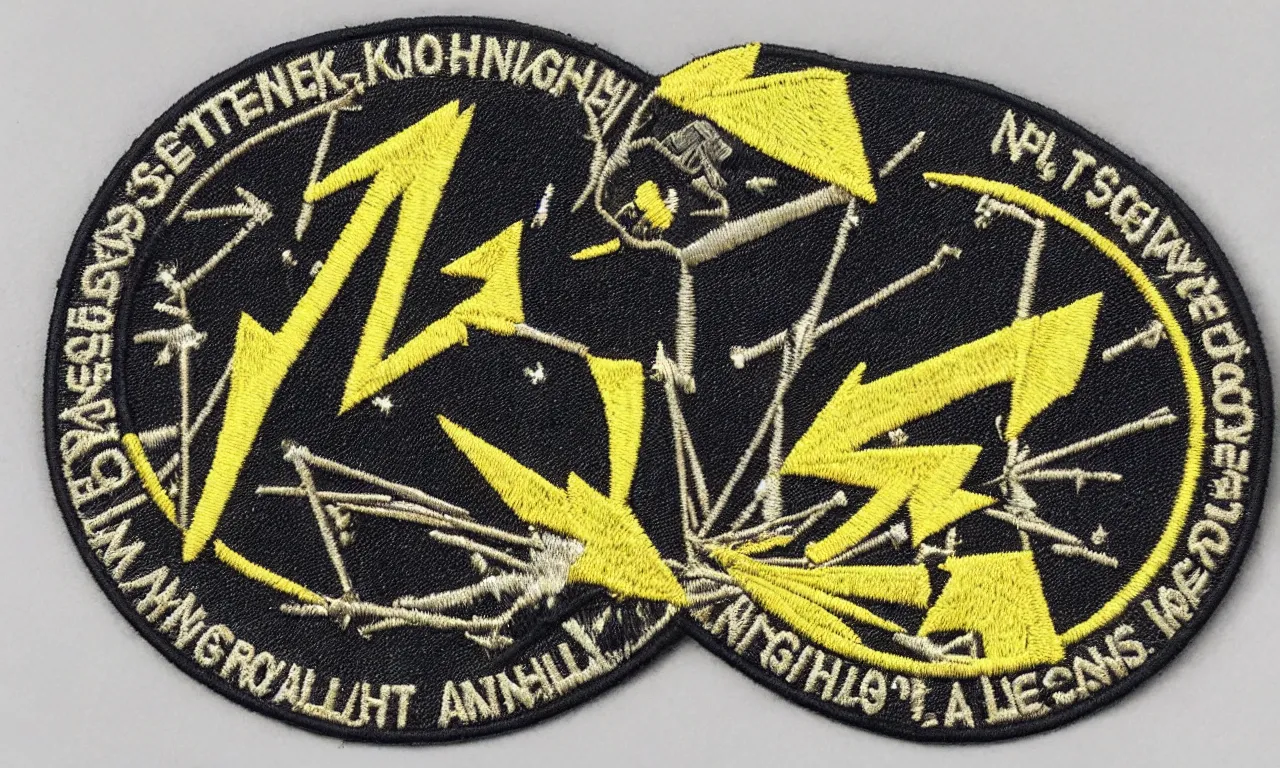 Prompt: a gorilla snapping lighting bolts of n it's hands. round, circular embroidered us radar corps patch 8 k /