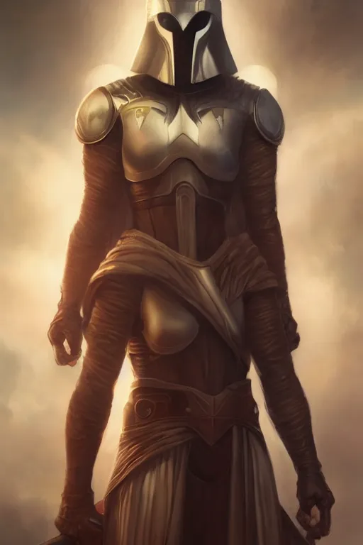 Image similar to characters portrait of Revan mixed with Moon knight by ArtGerm and Tom Bagshaw, merged character, Full body shot, cinematic opening shot, 4k, highly detailed, cinematic lighting