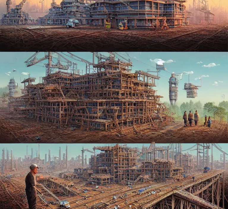 Image similar to hyperrealism photography hyperrealism concept art of highly detailed beavers builders that building highly detailed futuristic city with bricks by wes anderson and hasui kawase and scott listfield sci - fi style hyperrealism