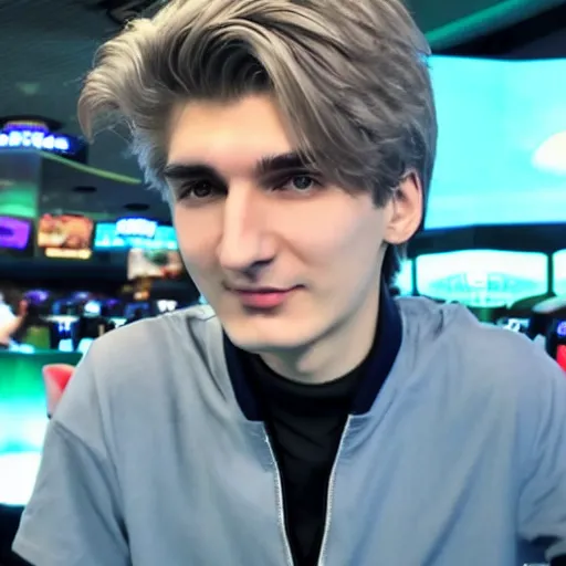 Prompt: really handsome gigachad xqc gambling : : realistic : : 1 dslr : : 1 - - quality 2