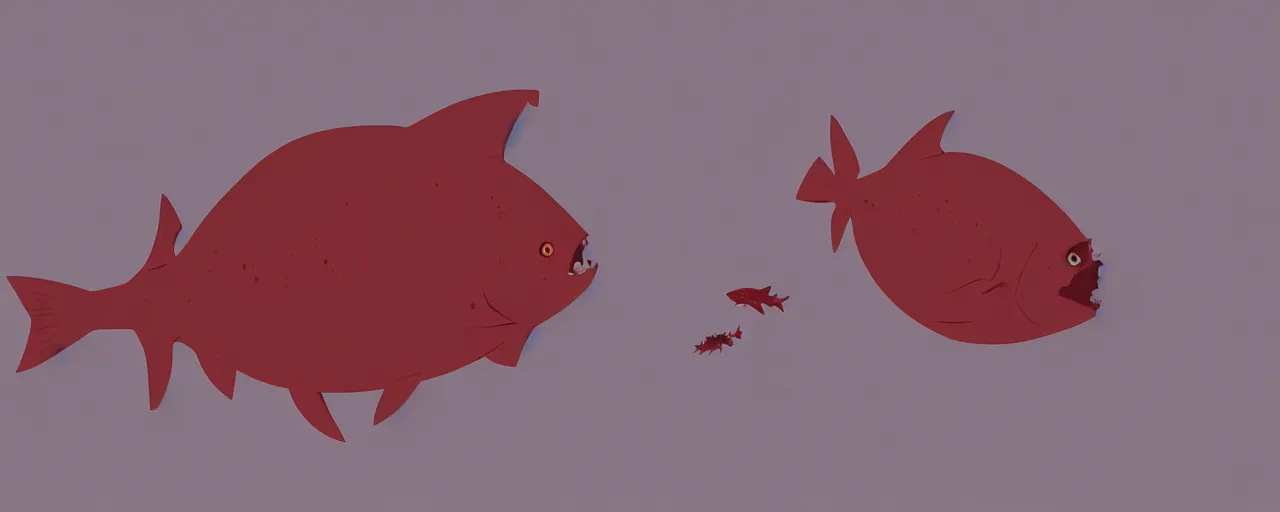 Image similar to piranhas swarming, blood in the water, atey ghailan, goro fujita, studio ghibli, rim light, terrifying, red tint, dark lighting, clear focus, very coherent