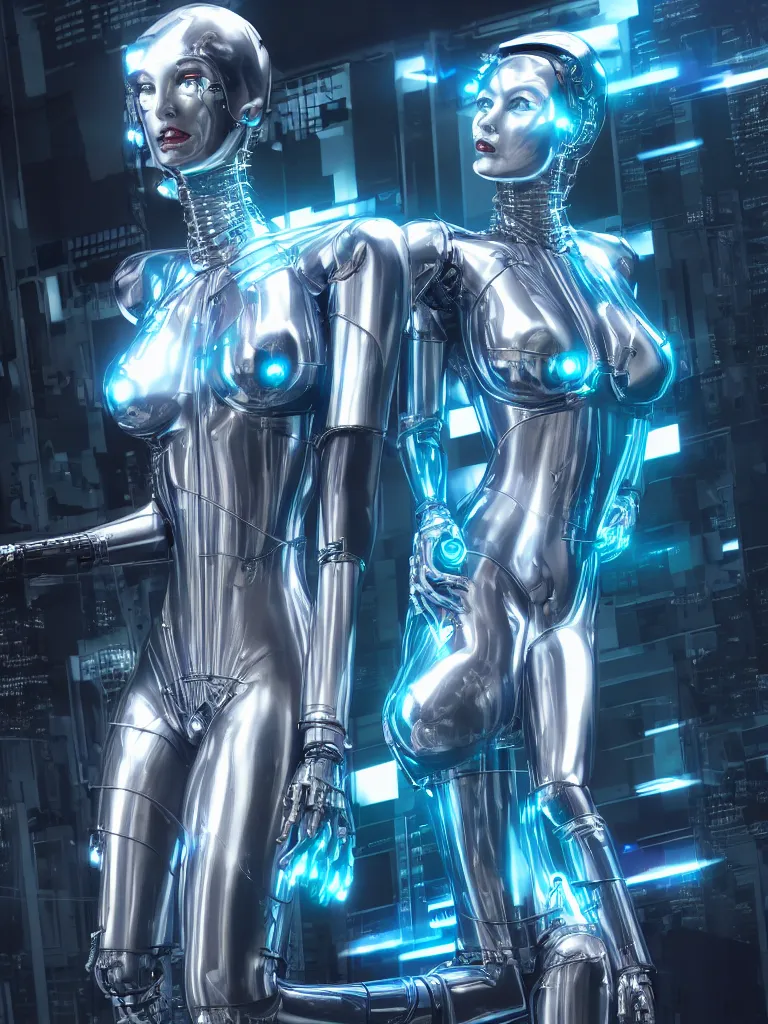 Image similar to cinematic, photography, medium shot, portrait, a beautiful betty page cyborg, perfect chromium bionic body, holographic ui data displays, hud interface, floating power cables, hajime sorayama, h. r. giger, octane rendered, 4 k, lens flare,