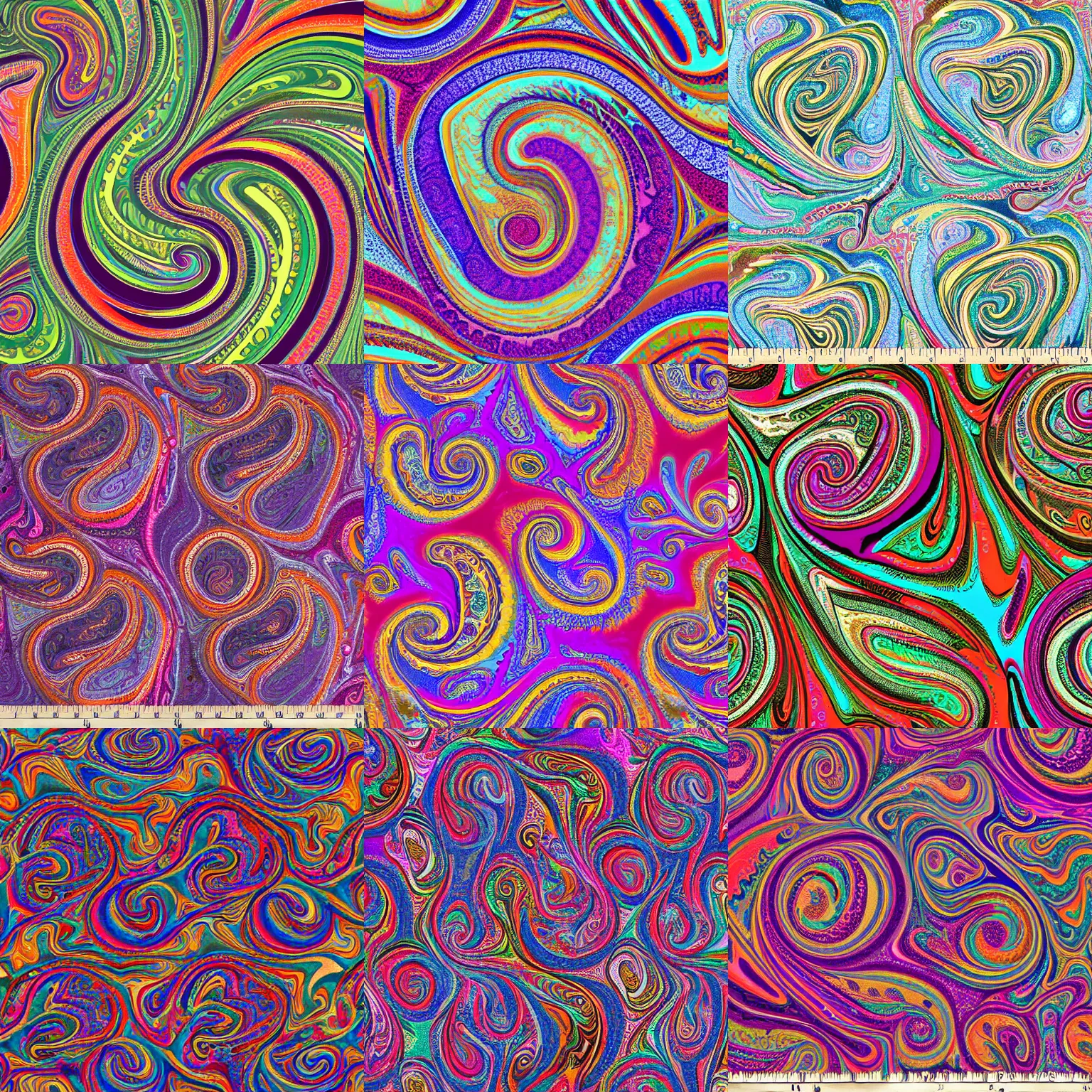 Prompt: swirling maze fractal paisley marbled multicolor