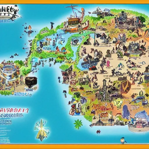 Image similar to highly detailed map of one piece anime