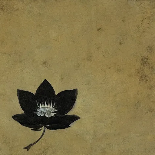 Image similar to a black lotus, fresco by francisco goya