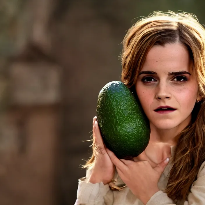 Prompt: emma watson as an avocado, movie still, 8 k