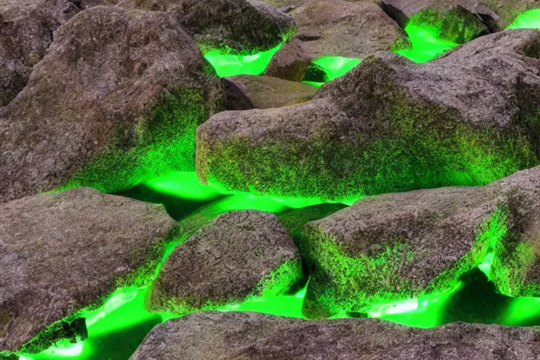 Image similar to glowing green rocks