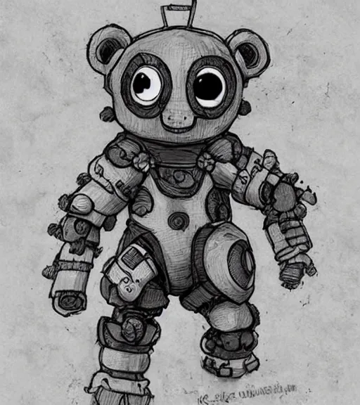 Image similar to beautiful little boy wearing an cyborg bear suit, artwork in kentaro miura and made in abyss and, inspired in super bomberman, smooth, beautiful lightness, anatomically correct, trending on pixiv, forest