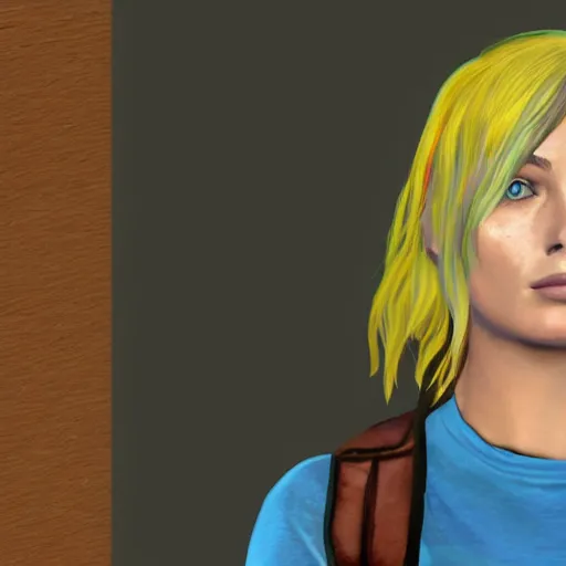 Image similar to portrait of margot robbie as chloe price from life is strange, realistic photograph