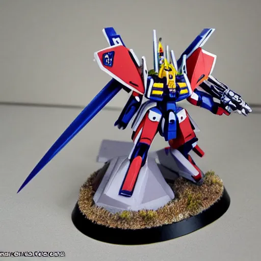 Image similar to Tau Gundam, painted warhammer 40k miniature