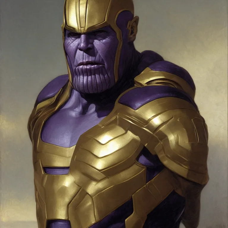 Prompt: Thanos from Marvel with his helmet on by William Adolphe Bouguereau