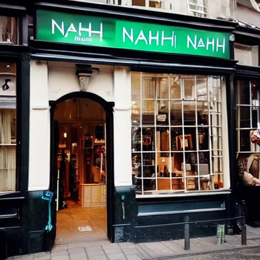 Prompt: “a shop called NAHHH on Marylebone High St”