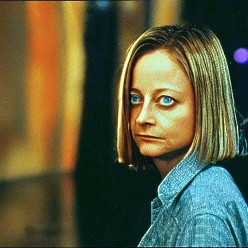 Image similar to Jodie Foster in Contact (1997), amazing colorful emotional portrait