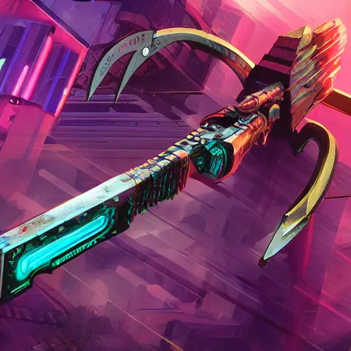 Prompt: cyberpunk scythe weapon