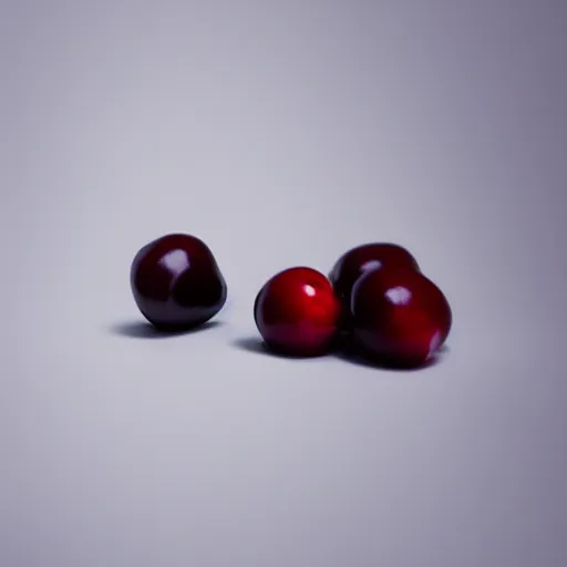 Prompt: perfume bottle and artistic dark red cherries, softly - lit, realistic, up close shot, white background, zen, light, modern minimalist f 2 0