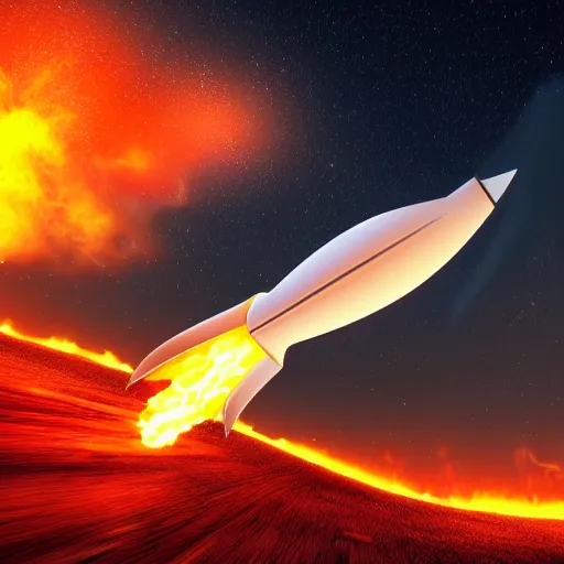 Image similar to Rocket ship, motion blur, explosion, fire, space, digital art