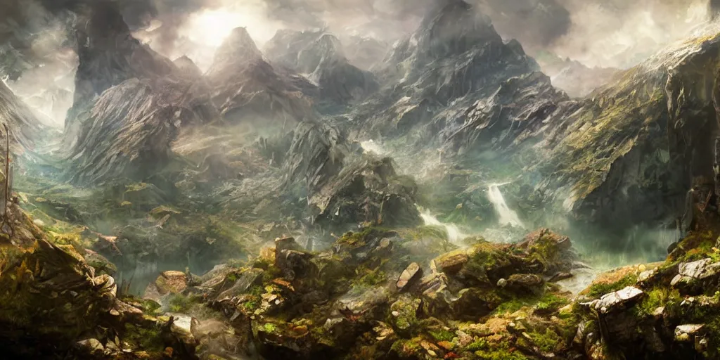 Image similar to appalachian mountain landscape, concept art by andreas franke