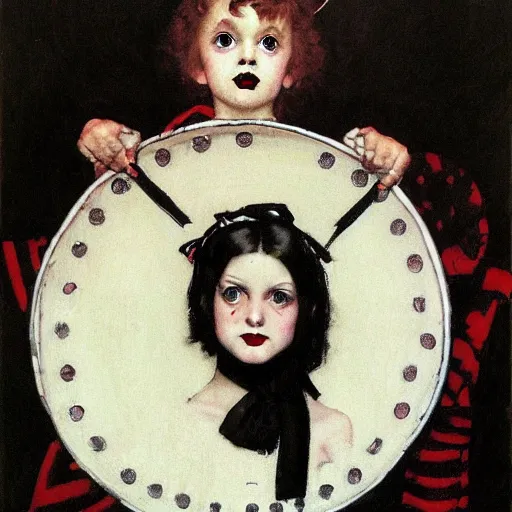 Prompt: goth girl, by Norman Rockwell