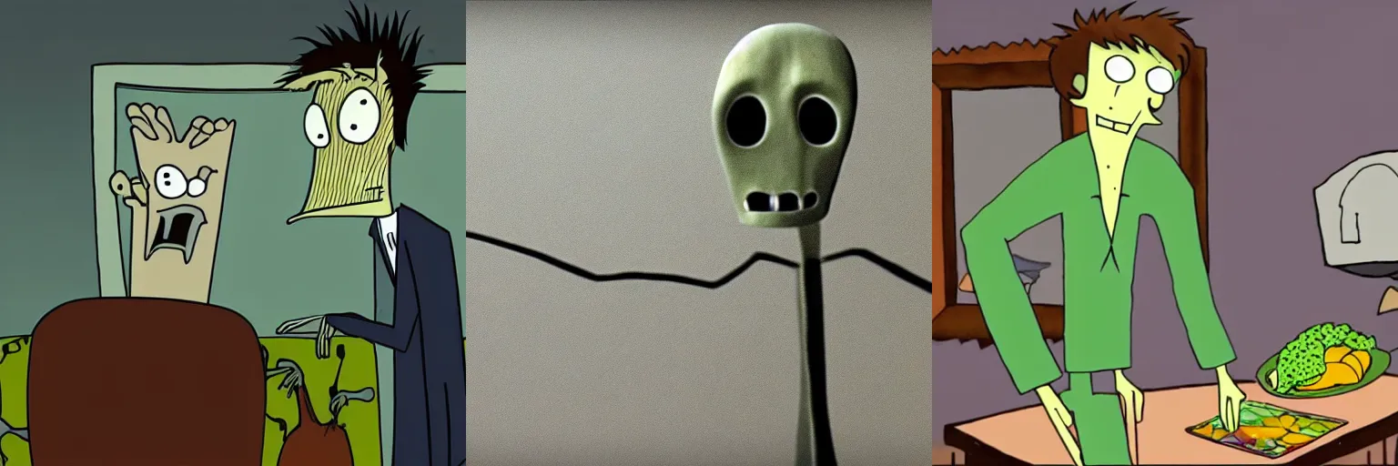 Prompt: a still of Willem dafoe in salad fingers animation