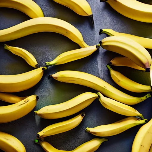 Image similar to professional photograph of banana ducks, peeled bananas with googly eyes and duck beaks