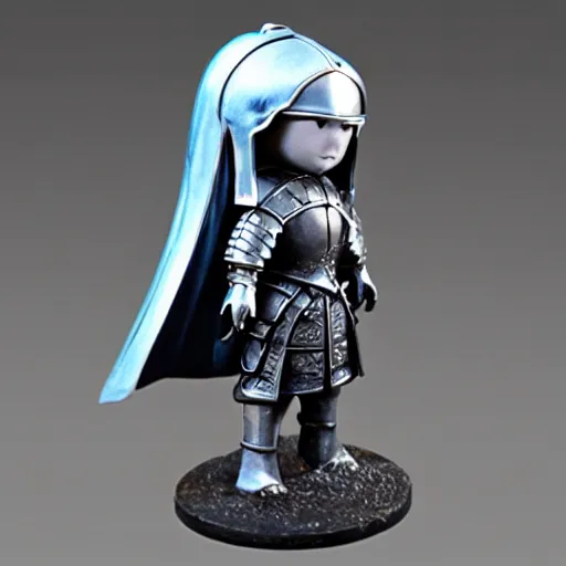 Prompt: girl with medieval armor sad mart city of night series figurine toy design