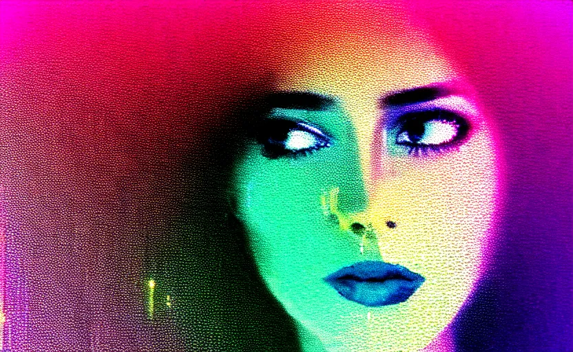 Prompt: vhs glitch art portrait of a beautiful woman hidden underneath a sheet, lost in static, metaphysical foggy environment, static colorful noise glitch volumetric light, unsettling moody vibe, vcr tape, 1 9 8 0 s analog video, vaporwave aesthetic, directed by david lynch, colorful static, datamosh, pixeled stretching