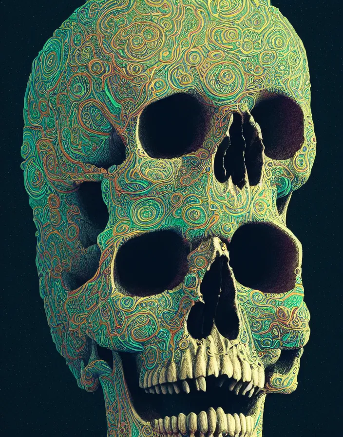 Prompt: portrait of a psychedelic skull. intricate abstract. intricate artwork. by Tooth Wu, wlop, beeple, dan mumford. octane render, trending on artstation, greg rutkowski very coherent symmetrical artwork. cinematic, hyper realism, high detail, octane render, 8k, depth of field, bokeh. dripping accents