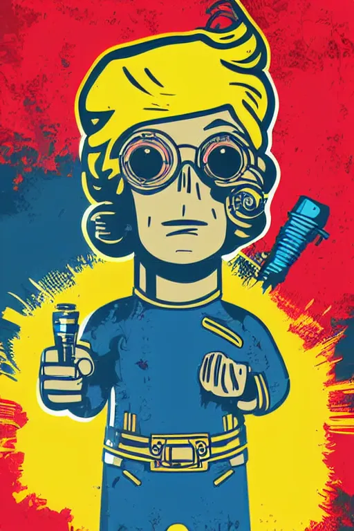 Image similar to fallout 7 6 retro futurist illustration art by butcher billy, sticker, colorful, illustration, highly detailed, simple, smooth and clean vector curves, no jagged lines, vector art, smooth andy warhol style