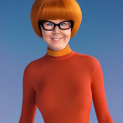 Image similar to Vogue Magazine spread of Velma from Scooby Doo, 4k, photorealistic