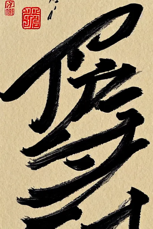 Image similar to A new traditional Chinese character drawn in calligraphic style with a brush and black ink.