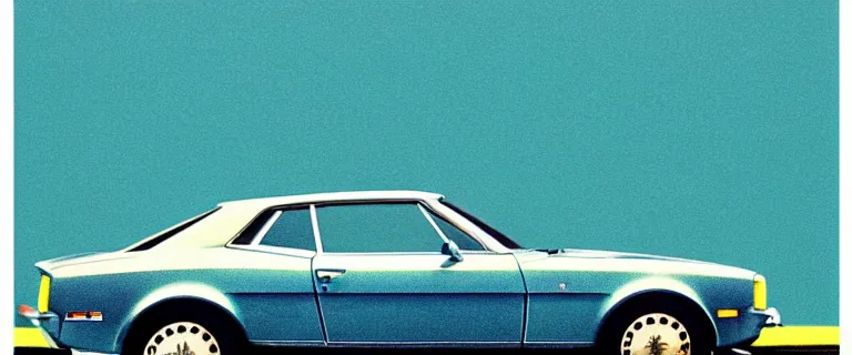 Prompt: denim blue audi camaro b 1 ( 1 9 6 7 ), 8 0 s retro poster, establishing shot