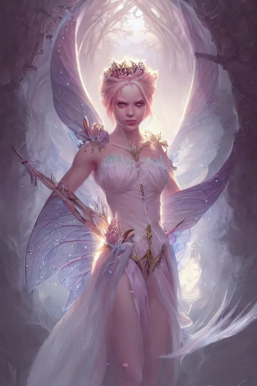 Image similar to fairy princess, highly detailed, d & d, fantasy, highly detailed, digital painting, trending on artstation, concept art, sharp focus, illustration, art by artgerm and greg rutkowski and magali villeneuve