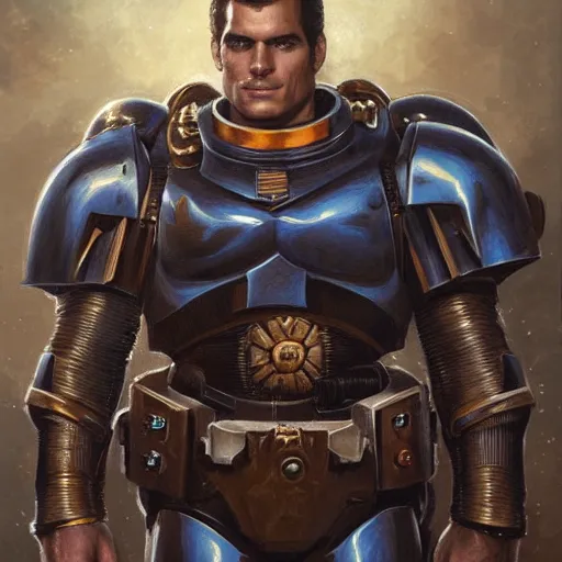 Image similar to Henry Cavill as a Space Marine, close-up portrait art by Donato Giancola and James Gurney, digital art, trending on artstation