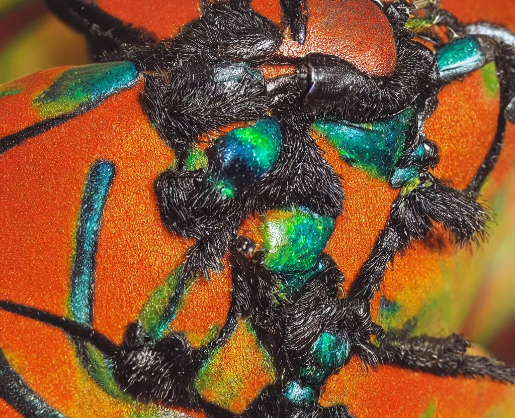 Image similar to a closeup of a beautiful colorful beetle coleoptera. high quality national geographic photograph ( ( by gustave boulanger, joaquin sorolla ) )