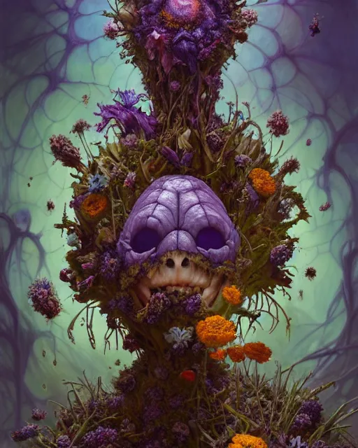 Prompt: the platonic ideal of flowers, rotting, insects and praying of cletus kasady carnage thanos davinci nazgul wild hunt chtulu mandelbulb ponyo heavy rain bioshock, d & d, fantasy, ego death, decay, dmt, psilocybin, concept art by randy vargas and greg rutkowski and ruan jia and alphonse mucha