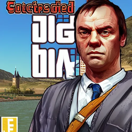 Prompt: A Dutch man living in Scotland, GTA V cover art