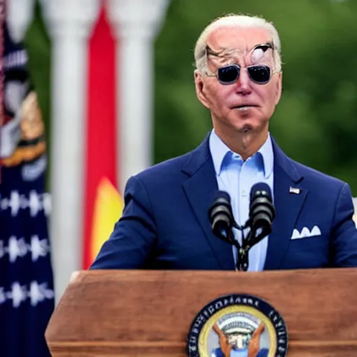 Image similar to Joe Biden holding a speech about a german town being flooded