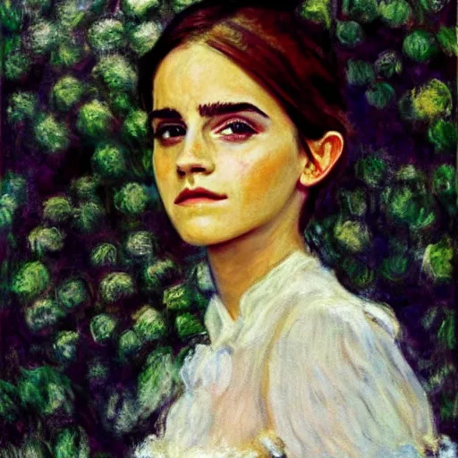 Prompt: emma watson painted by monet